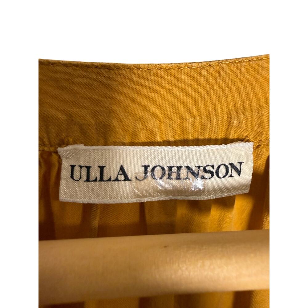 Ulla Johnson Claribel Ochre Yellow Gold Tiered Eyelet Accent Tassel Dress Sz. 6 - Picture 6 of 10